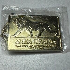 MGM‎ Grand Las Vegas Gold Tone Keychain Souvenir Lion The City of Entertainment
